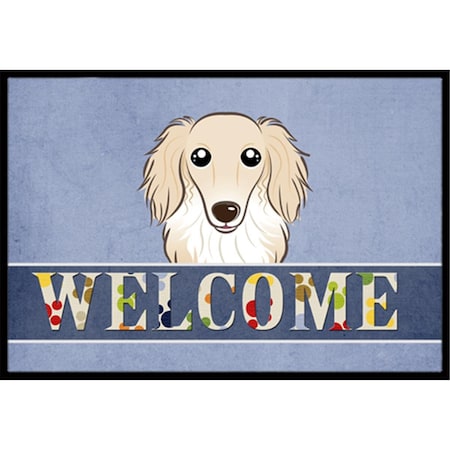 Carolines Treasures Longhair Creme Dachshund Welcome Indoor & Outdoor Mat, 18 x 27 in. CA77351